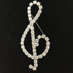 🔥🔥Pinned rhinestone silver music note pinned